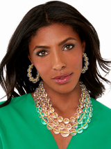 Beaded Lucite Collar Necklace - Hot Pink