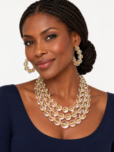 Beaded Lucite Collar Necklace - Hot Pink