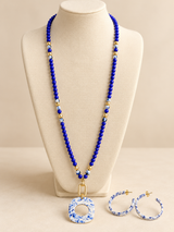 Cobalt Mosaic Necklace &amp; Hoop Earrings