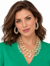 Beaded Lucite Collar Necklace - Hot Pink