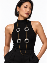 Modern Stripes Necklace & Hoop Earring Set