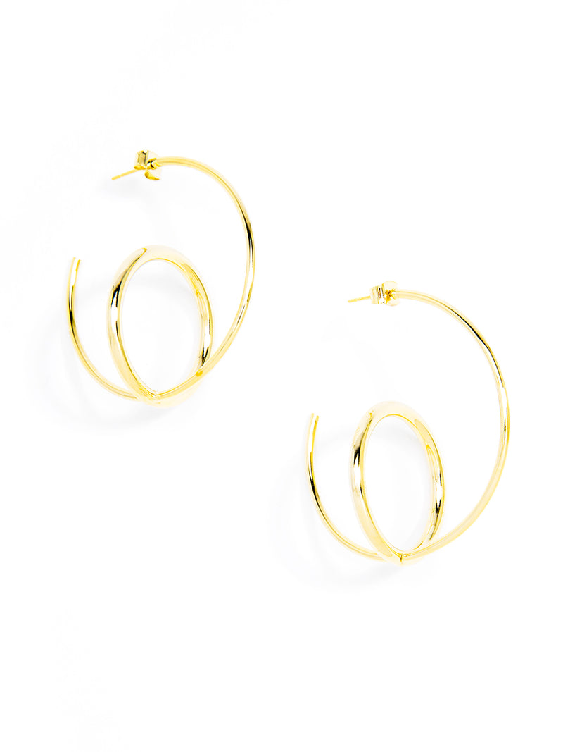 Interlocked Hoop Earrings - Gold