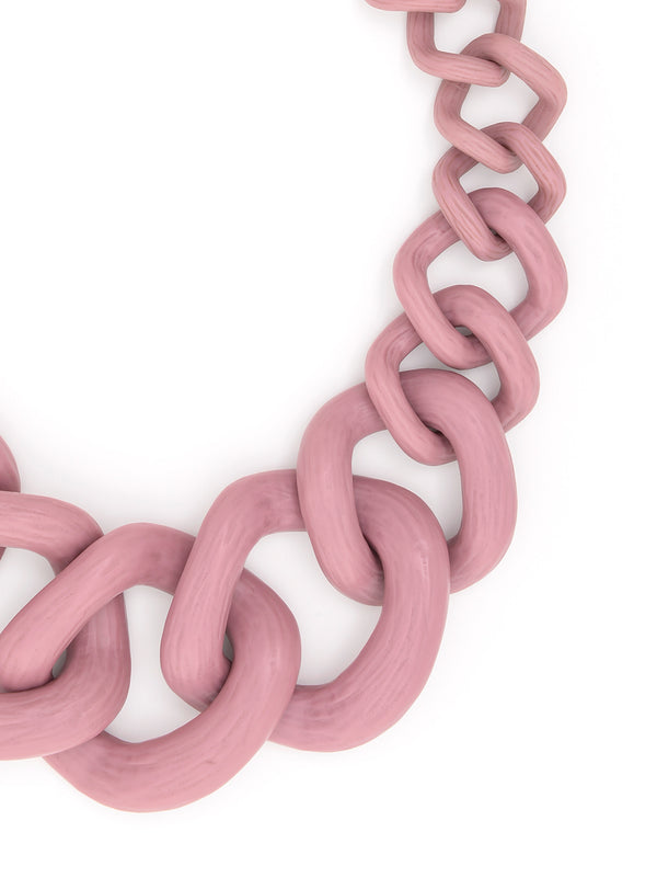 Matte Resin Curb Chain Collar Necklace - Diva Rose