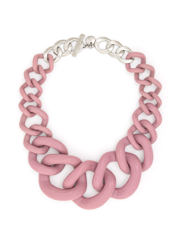 Matte Resin Curb Chain Collar Necklace - Diva Rose